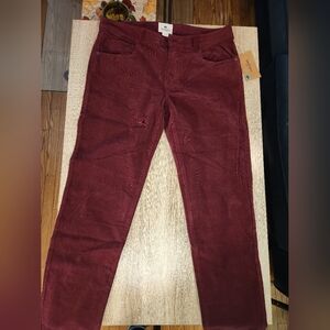 Sperry Womens Bottom Microcord 5-Pocket Corduroy Pants 27 Maroon Slim Casual